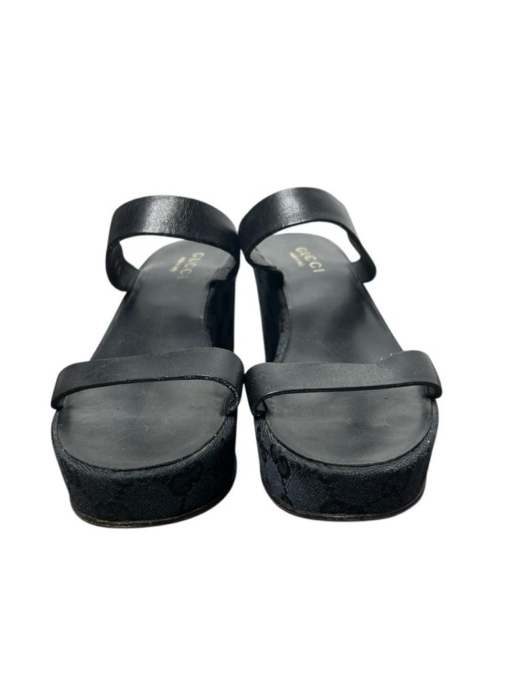 Gucci Black Monogram Platform Slide Sandals - Picture 4 of 7